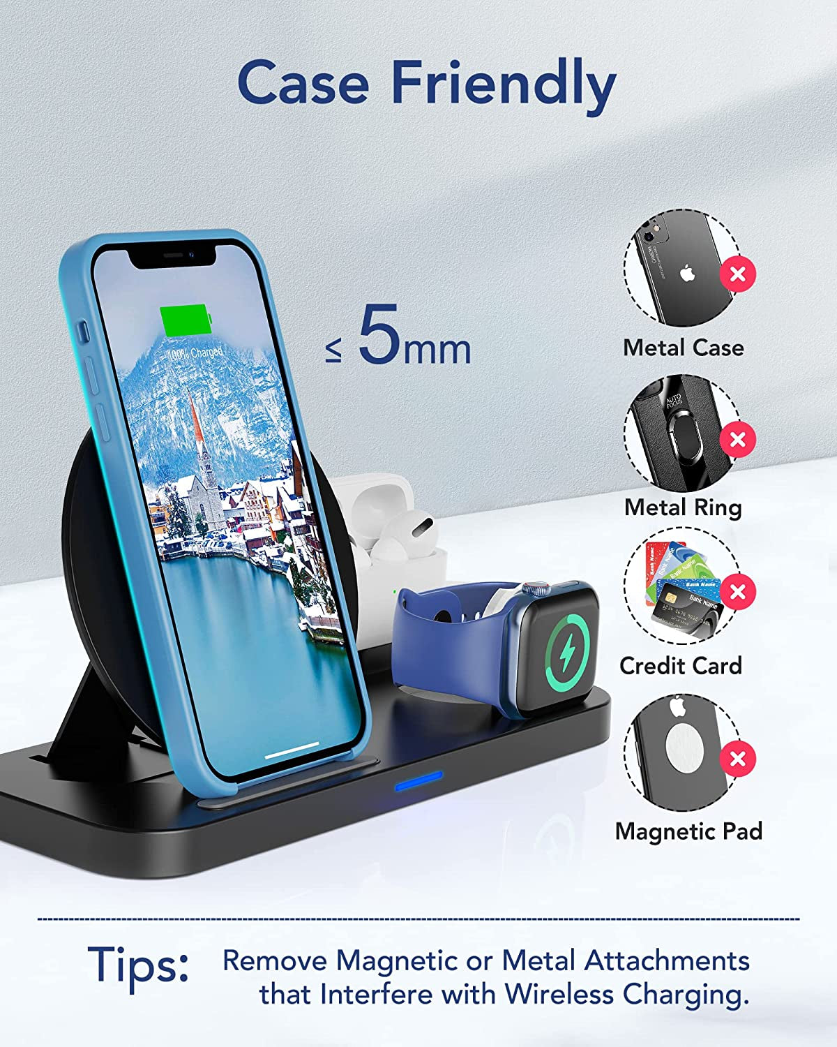 [2022 NEW] 3 in 1 Wireless Charging Station for Multiple Devices Apple, Charging Stand for Iphone and Apple Watch 7/6/SE/5/4/3/2/1, Portable Charging Dock for Airpods Pro/3/2/1 (With 18W Fast Charger)  Dulums   