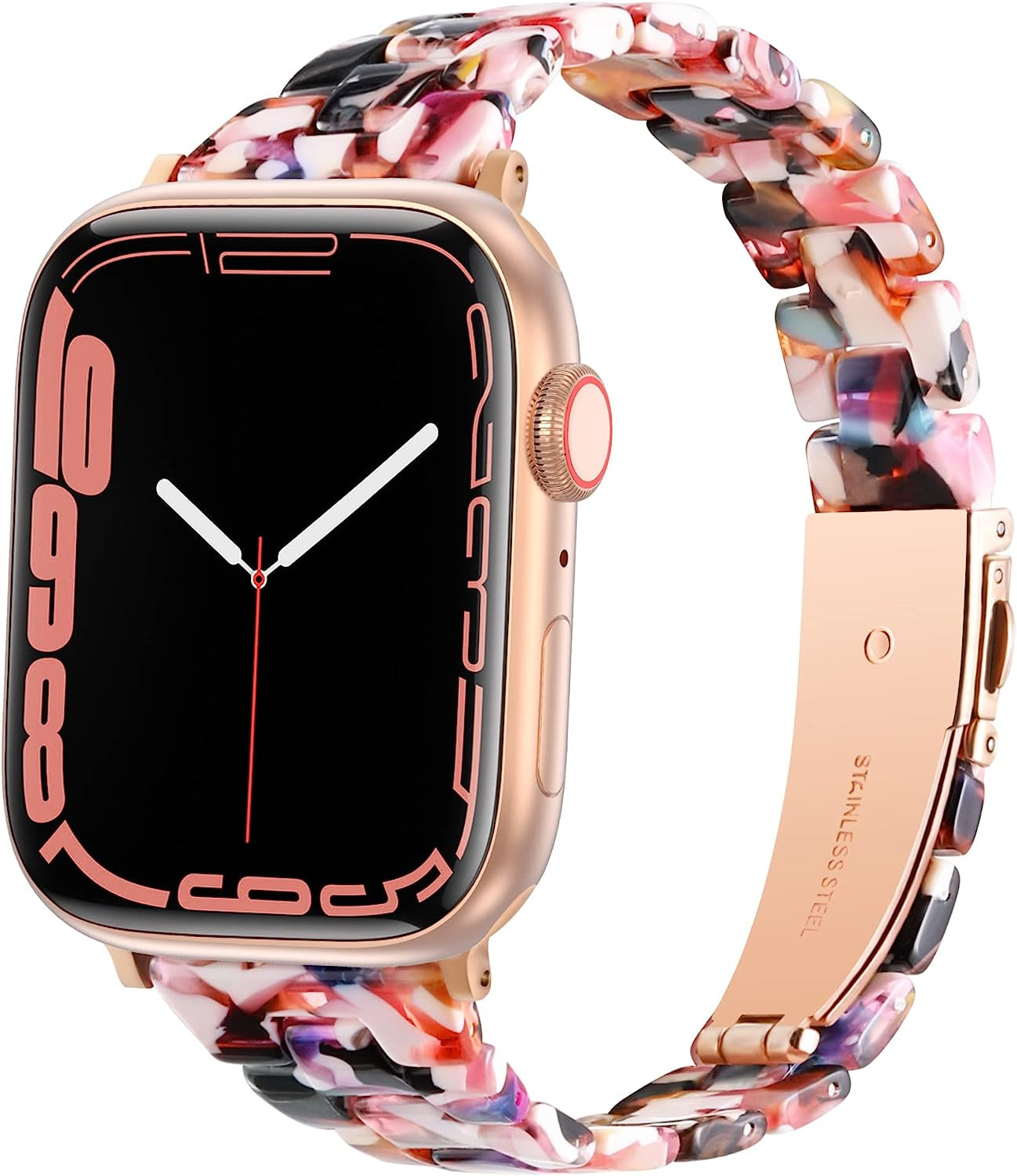 Slim Resin Bands Compatible with Apple Watch Band 38Mm 40Mm 41Mm 42Mm 44Mm 45Mm 49Mm Thin Light Strap with Stainless Steel Buckle Replacement Bracelet for Iwatch Ultra Series 8 SE 7 6 5 4 3 2 1  Arctime Assorted Sugar 42/44/45/49mm 