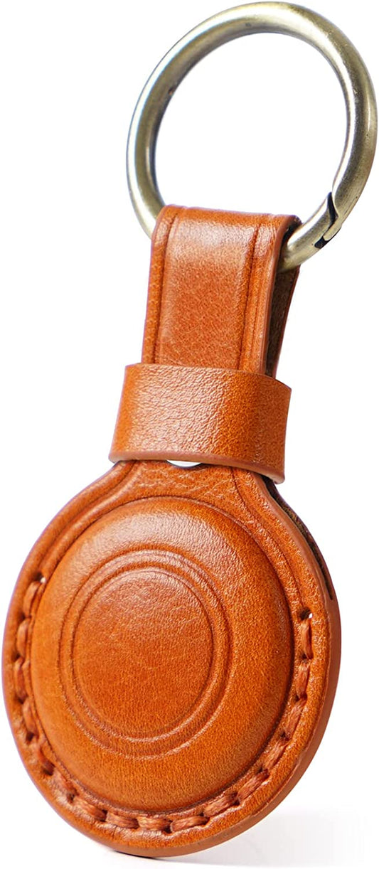 𝟐𝟎𝟐𝟑 𝐔𝐩𝐠𝐫𝐚𝐝𝐞𝐝 Airtag Holder Leather Case with Keychain, Portable Handmade Genuine Leather Air Tag Case, Full Coverage Airtag Case Cover Accessories Compatible for Airtags 2021 Retro Brown  ZHOC   