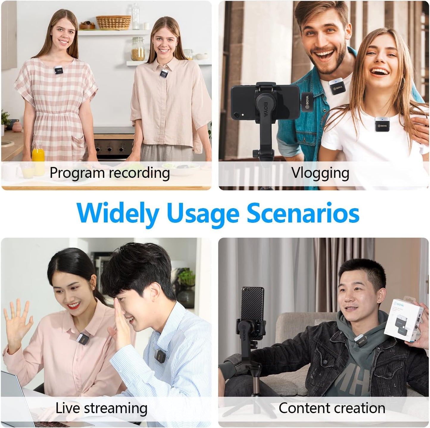 BOYA Wireless Lavalier Microphone for Android Phone Plug Play USB-C Lapel Microphone Noise Cancellation Cordless Clip on Mic for Video Recording Interview Youtube Vlogging Live Streaming BY-M1V4  BOYA   