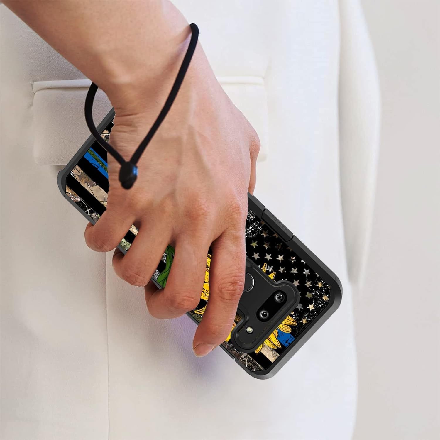 FQTBCEARI Case for LG G8 Thinq/Lg G8S Thinq/Lg G8, 2 in 1 Hybrid Hard PC & Soft Silicone Heavy Duty Dual Layer Shockproof Full-Body Protection Case, Sunflower Thin Blue Line American Flag  chatham   