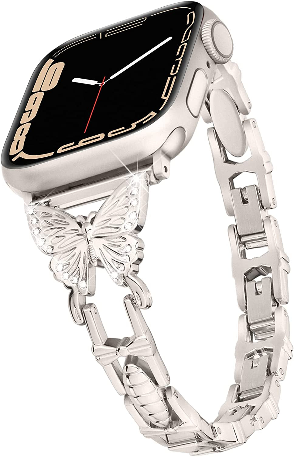 Wipalor Compatible with Apple Watch Band 42Mm 44Mm 45Mm 49Mm, Lightweight for Women, Easy Adjustable Bracelet, Shiny Diamond on Butterfly, Jewelry Metal Strap for Iwatch Series 8 7 6 5 4 3 2 1 SE Ultra(Rose Gold)  NB-tech Company Starlight 42/44/45/49 mm 