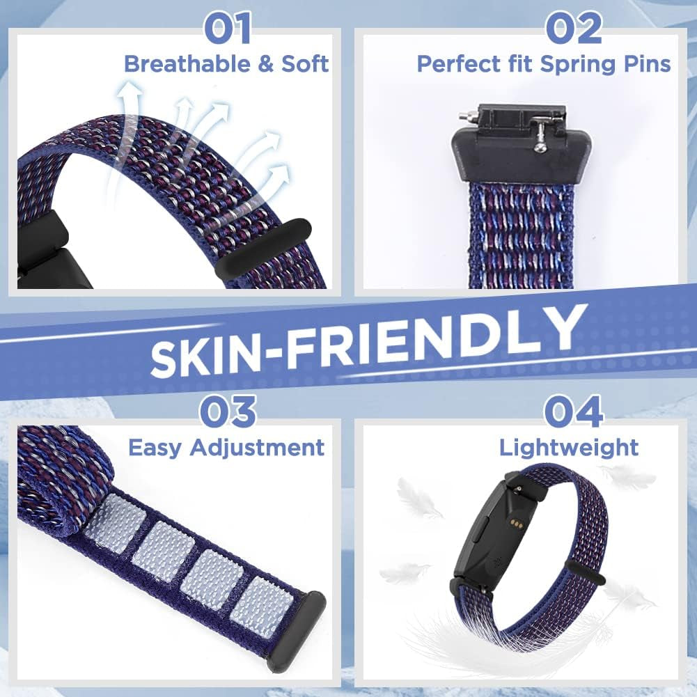 WNIPH Nylon Loop Watch Bands Compatible for Fitbit Inspire 2/ Inspire/ Inspire HR/ Ace 2/ Ace 3 Bands, Soft Adjustable Sport Loop Wristband Replacement Breathable Nylon Straps for Men Women Kids  WNIPH   
