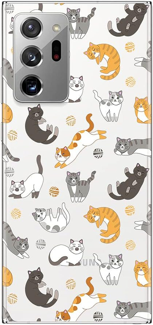 Blingy'S Samsung Galaxy Note 20 Ultra Case, Cute Cat Pattern Fun Cartoon Animal Style Transparent Soft TPU Protective Clear Case Compatible for Samsung Galaxy Note 20 Ultra 5G (Cats)  Blingy's   