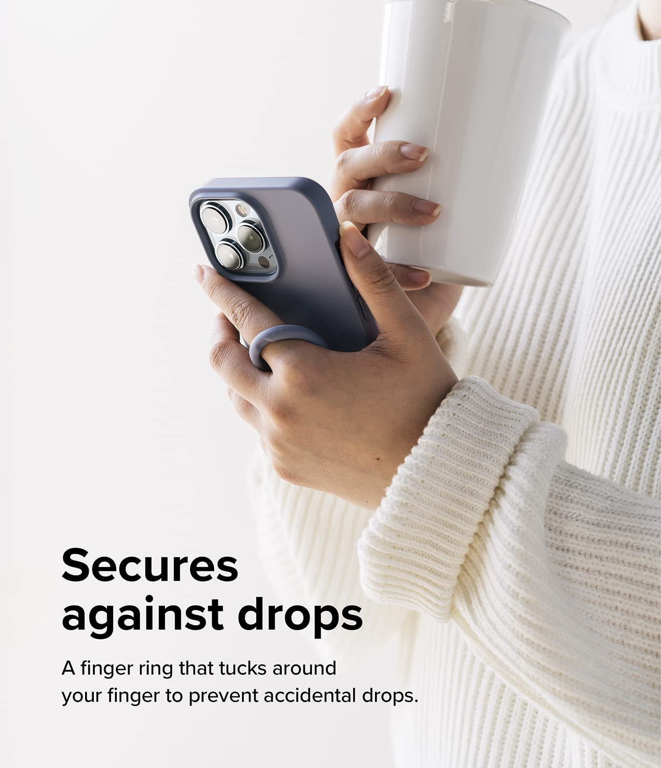 Ringke Finger Ring Strap Silicone Smartphone Grip Lanyard Holder [2 Pack] with Anti-Slip Mount Function Compatible with Phone Cases, Keys, Cameras, and More - Black & Lavender Gray  Rearth   