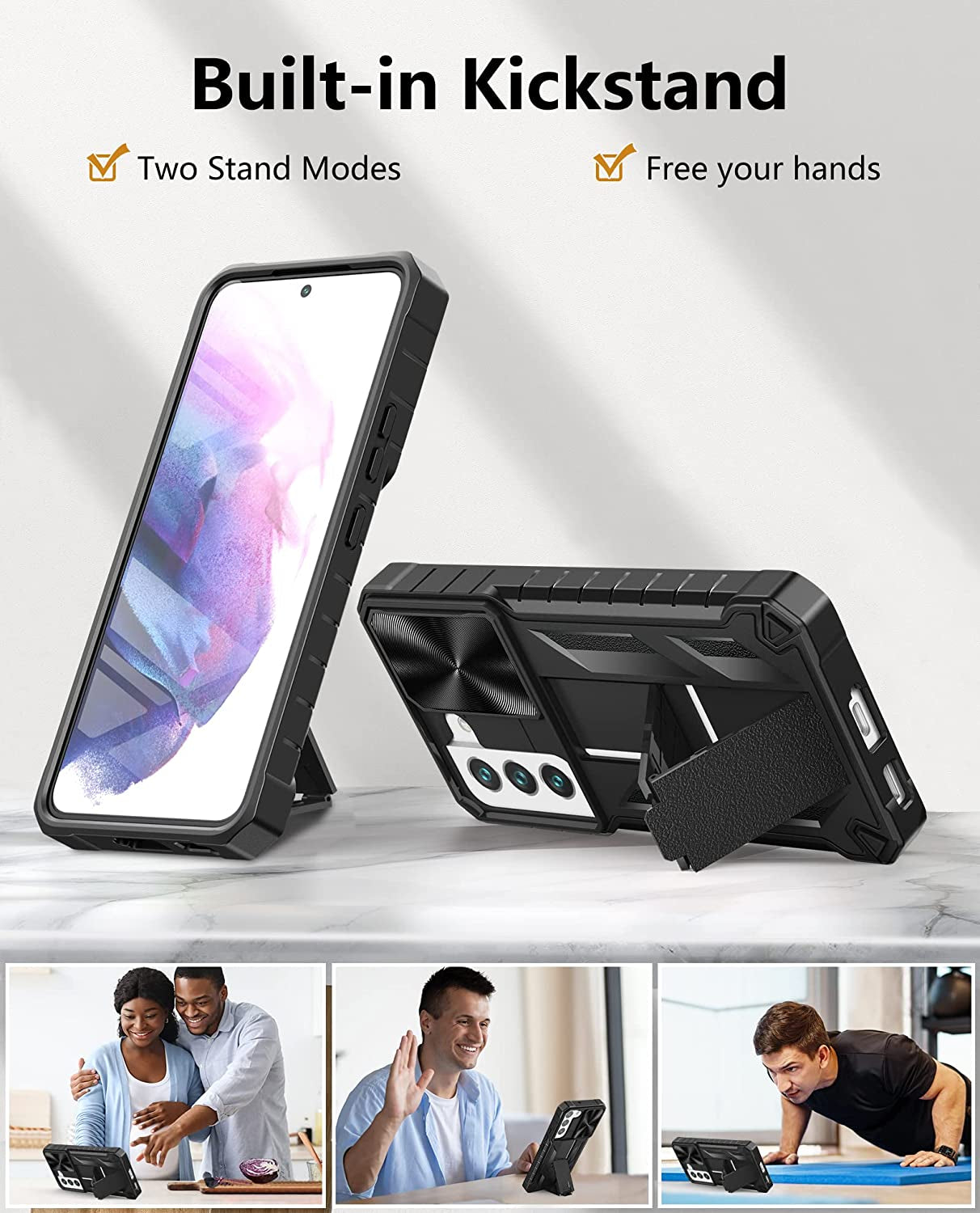 WTYOO for Samsung Galaxy S22 Protective Case: Military Grade Drop Proof Protection Mobile Cover with Kickstand | Rugged Shockproof TPU Matte Textured | Sturdy Cell Phone Bumper  WTYOO   