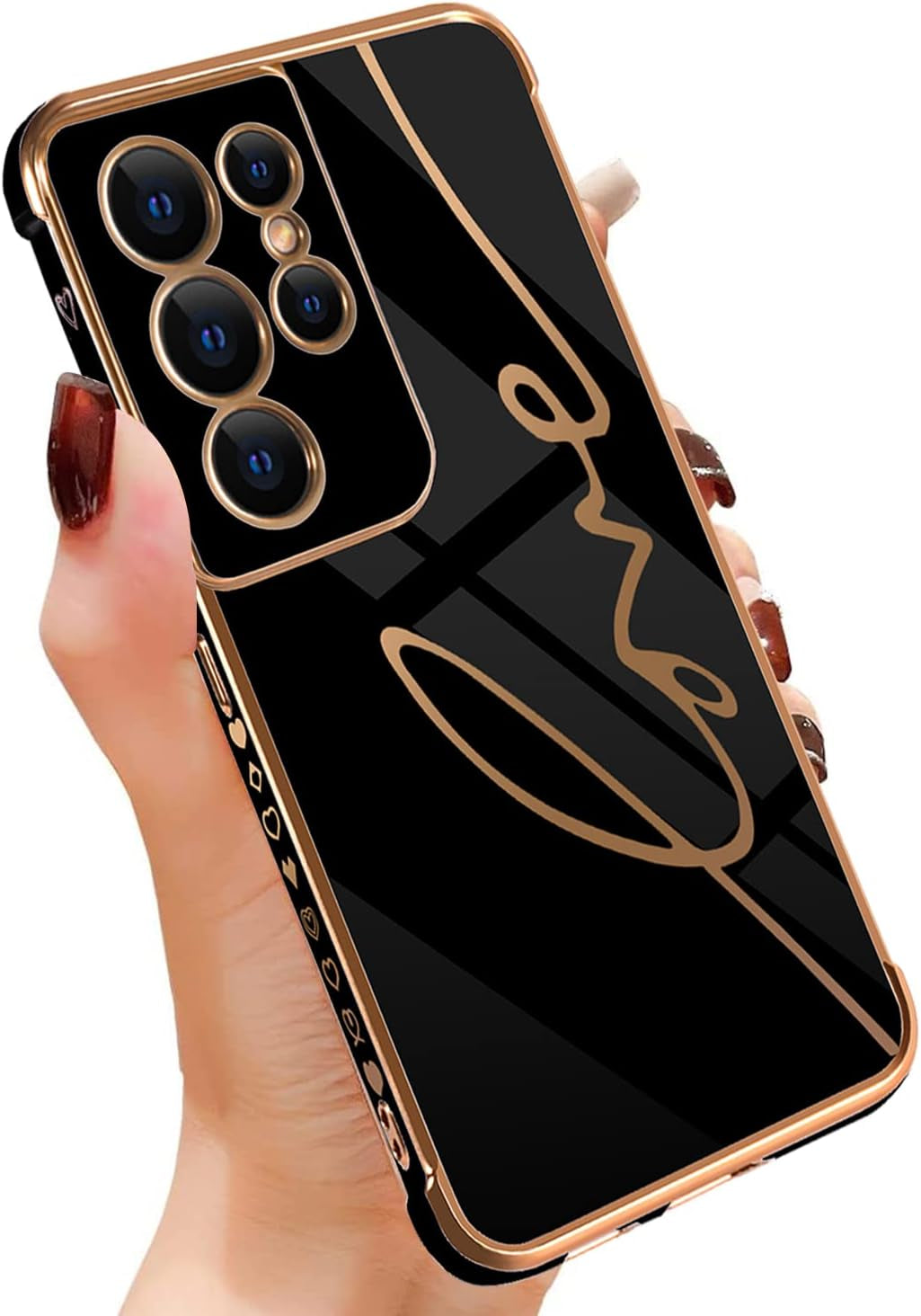 Eiyikof Compatible for Samsung Galaxy S20 FE 5G 6.5" Case with Cute Side Love Heart and Plating Love Letter Pattern Case for Women Girls Shockproof Soft TPU Full Camera Lens Protection Case-Pink  Eiyikof Black Samsung Galaxy S21 Ultra 