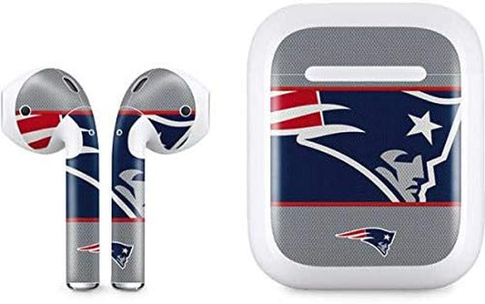 Skinit Decal Audio Skin Compatible with Apple Airpods with Lightning Charging Case - Officially Licensed NFL New England Patriots Zone Block Design  Skinit   