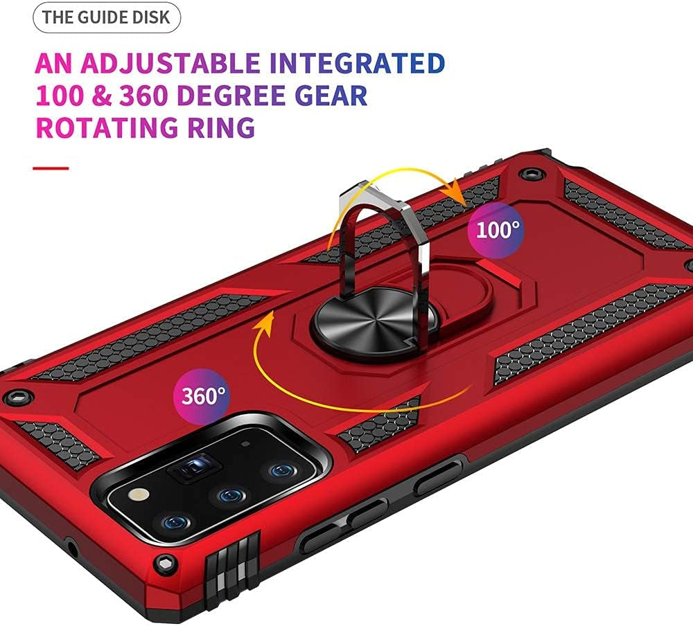 Military Grade Drop Impact for Samsung Galaxy Note 20 Case Note 20 5G Case 360 Metal Rotating Ring Kickstand Holder Armor Heavy Duty Shockproof Case for Galaxy Note 20 5G Phone Case (Sliver)  Dionsibei   