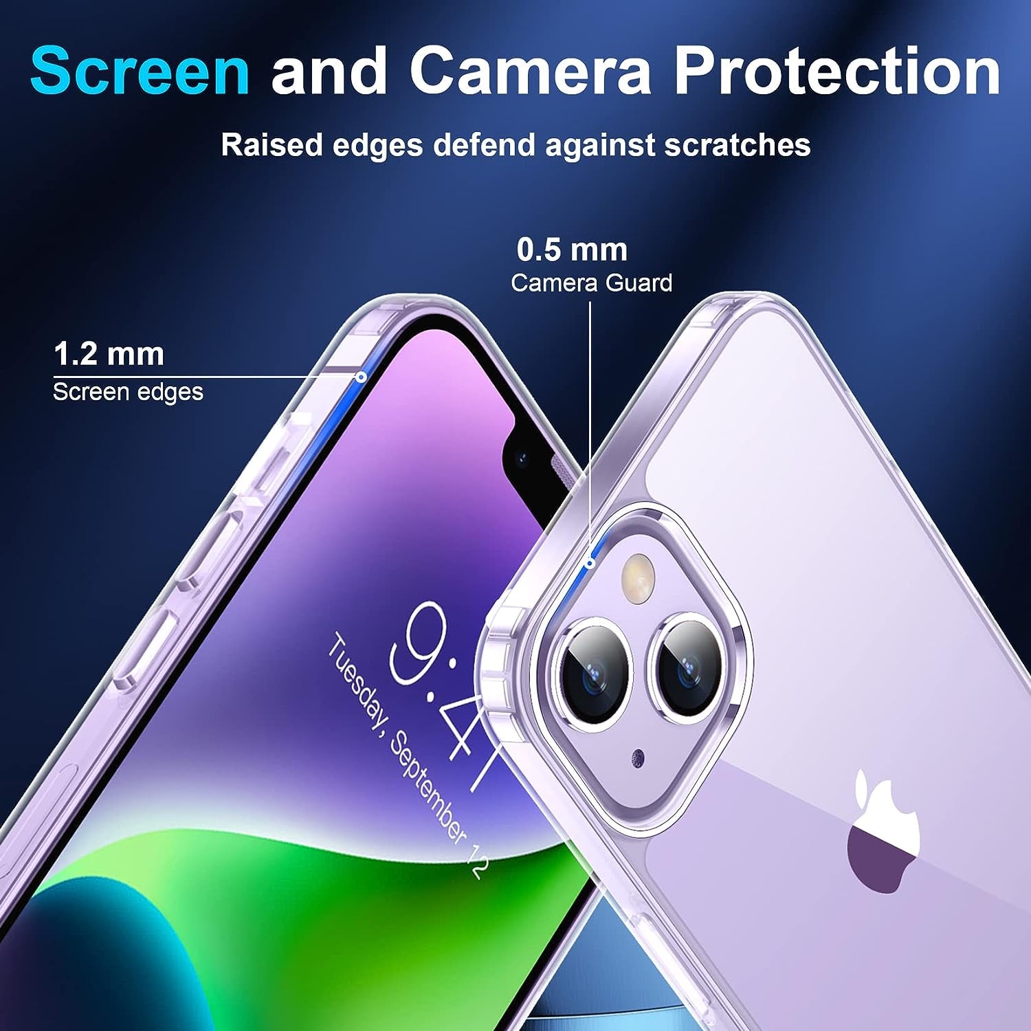 Justcool Designed for Iphone 14 plus Case, [Crystal Clear Not Yellowing] with [2 Pcs Tempered Glass Screen Protectors & 2 Pcs Camera Lens Protector] Slim Thin Protective Phone Case (Clear)  Justcool   