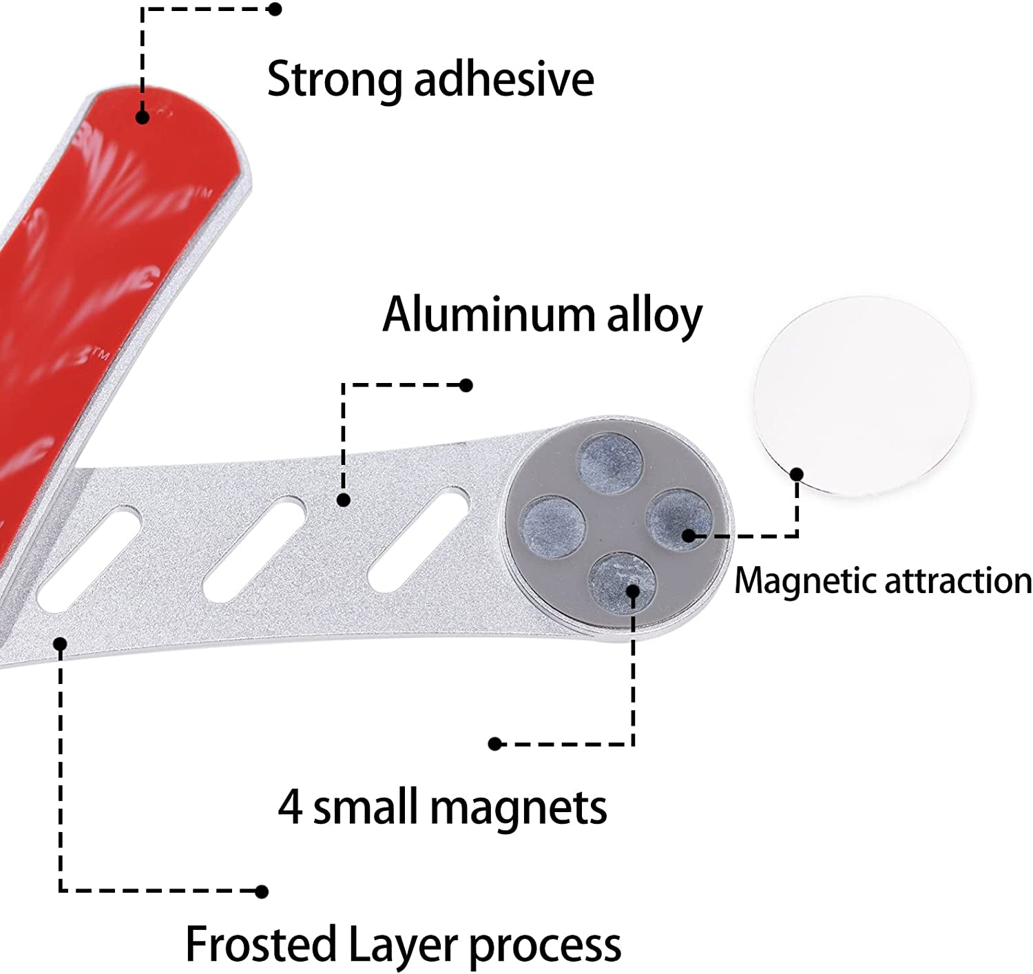 Magnetic Phone Holder, Adjustable Laptop Stand, Foldable Laptop Side Mount Clip, Slim Portable Computer Expansion Bracket Compatible with Any Phone, Silver  SIXGOD   