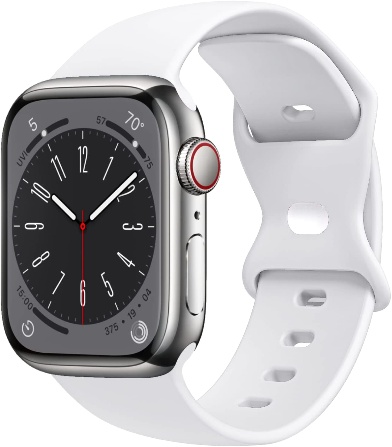 STG Sport Watch Band Compatible with Apple Watch Band 38Mm 40Mm 41Mm 42Mm 44Mm 45Mm 49Mm, Soft Silicone Replacement Sport Strap Compatible for Iwatch Ultra SE Series 8/7/6/5/4/3/2/1 (42Mm/44Mm/45Mm/49Mm, Klein Blue)  STG White 42mm/44mm/45mm/49mm 