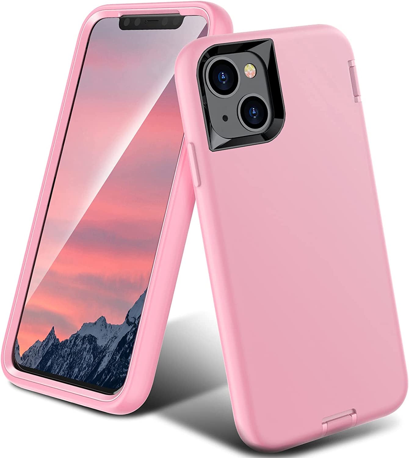 Oribox for Iphone 14 Case for Iphone 13 Case, Heavy Duty Shockproof Anti-Fall Clear Case  ORIbox Silicone Pink iPhone 13 