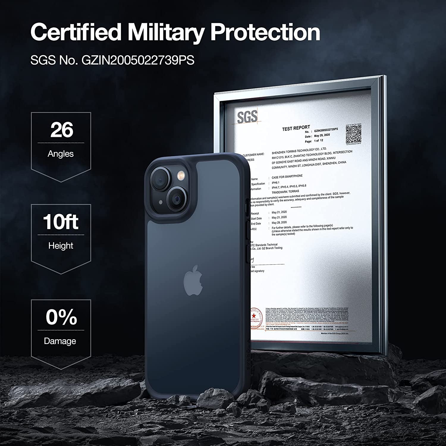 TORRAS Designed for Shockproof Iphone 13 Case/Iphone 14 Case, Military Grade Drop Tested, Shockproof Protective Hard Back Slim Case for Iphone 13 & Iphone 14 Case, Black-Guardian Series  TORRAS   