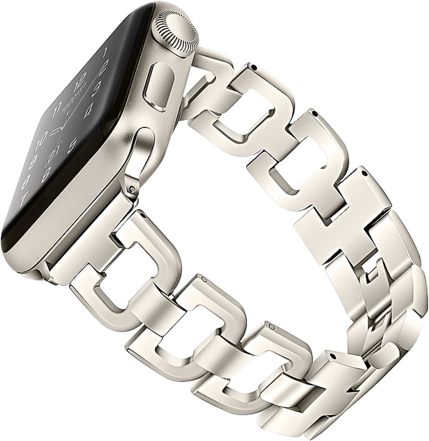 OULUCCI Bands Compatible Apple Watch Band 42Mm 44Mm 45Mm Ultra 49Mm Iwatch Series8 7 6 SE 5 4 3 2 1,Stainless Steel Metal Wristband Strap Women Men Silver (No Tool Needed)  OULUCCI Starlight 38MM 40MM 41MM 