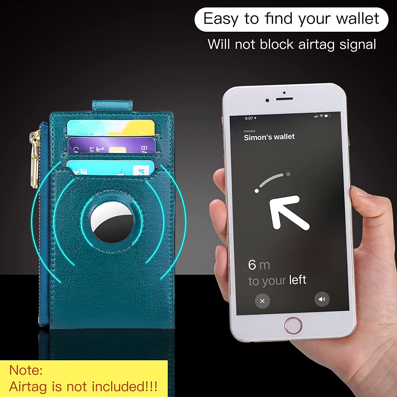 FALAN MULE Womens Airtag Wallet Genuine Leahter Bifold Credit Card Holder with Built-In Integrated Case for Airtag  FALAN MULE   