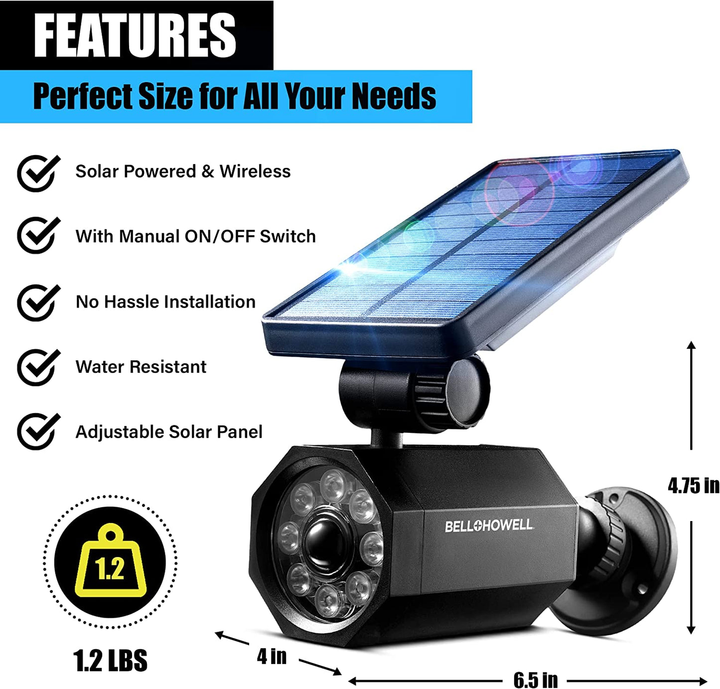 Bell+Howell Bionic Spotlight Original LED Solar Outdoor Lights with Motion Sensor Super Bright Outdoor Solar Lights Waterproof Landscape Lighting for Yard, Garden Outdoor Lighting as Seen on TV  Emson   