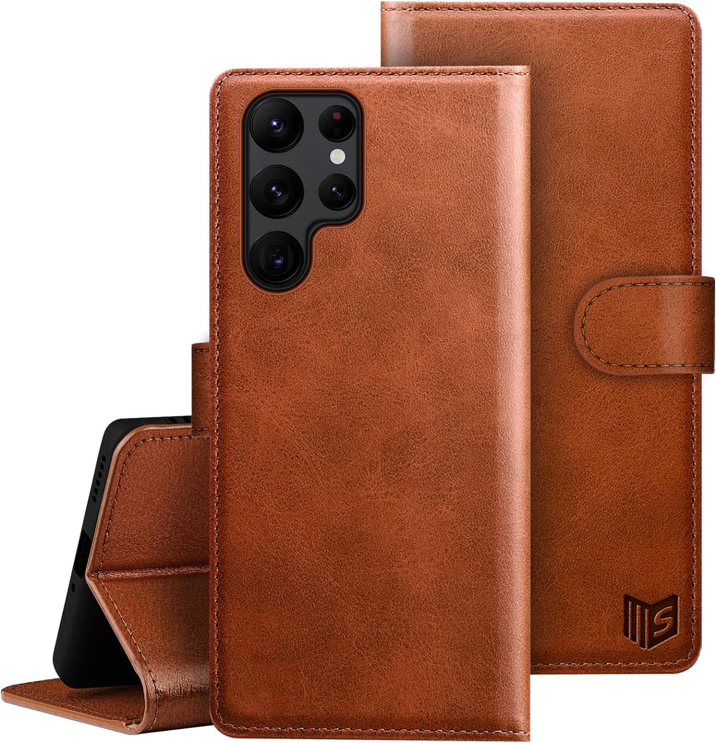 SUANPOT for Samsung Galaxy S22 Ultra Wallet Case Credit Card Holder,Pu Leather Flip Folio Book Phone Case Cover Women Men for Samsung S22 Ultra Case Wallet (Ivory)  SUANPOT Orange-Flip  