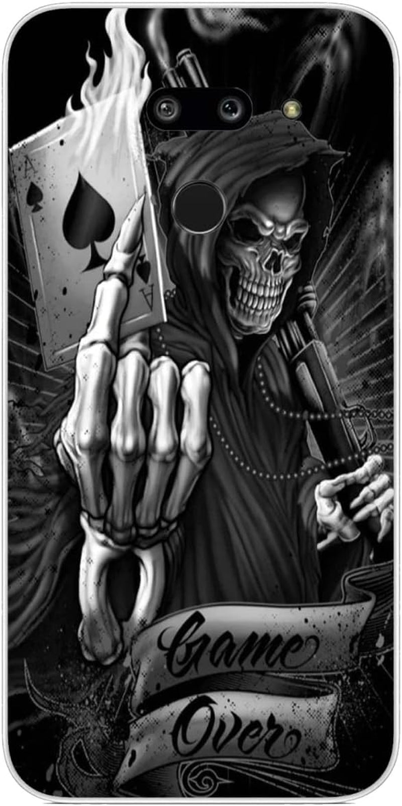 Compatible with LG G8 | LG G8 Thinq Case Cool Skull 556 Kids Girls Women Man Soft Flexible TPU Silicone Phone Case Clear  PTGVCTA Cool Skull 931  