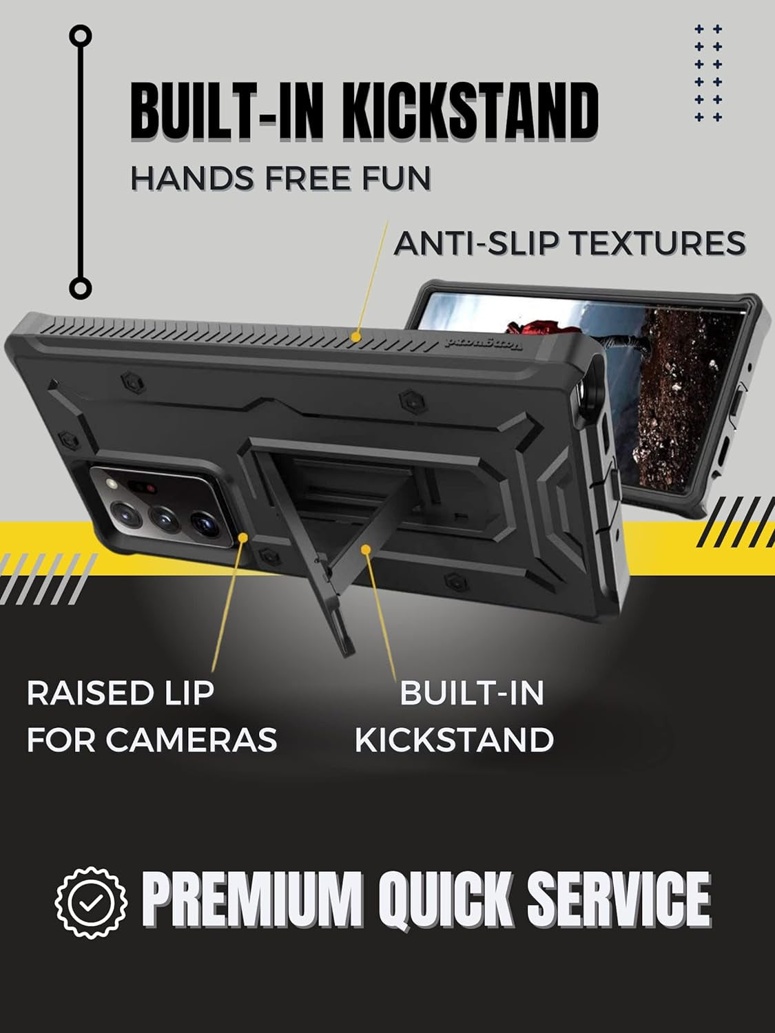 Armadillotek Vanguard Compatible with Samsung Galaxy Note 20 Ultra 5G Case (2020 Release) Military Grade Full-Body Rugged with Built-In Kickstand [Screenless Version] - Black  ArmadilloTek   