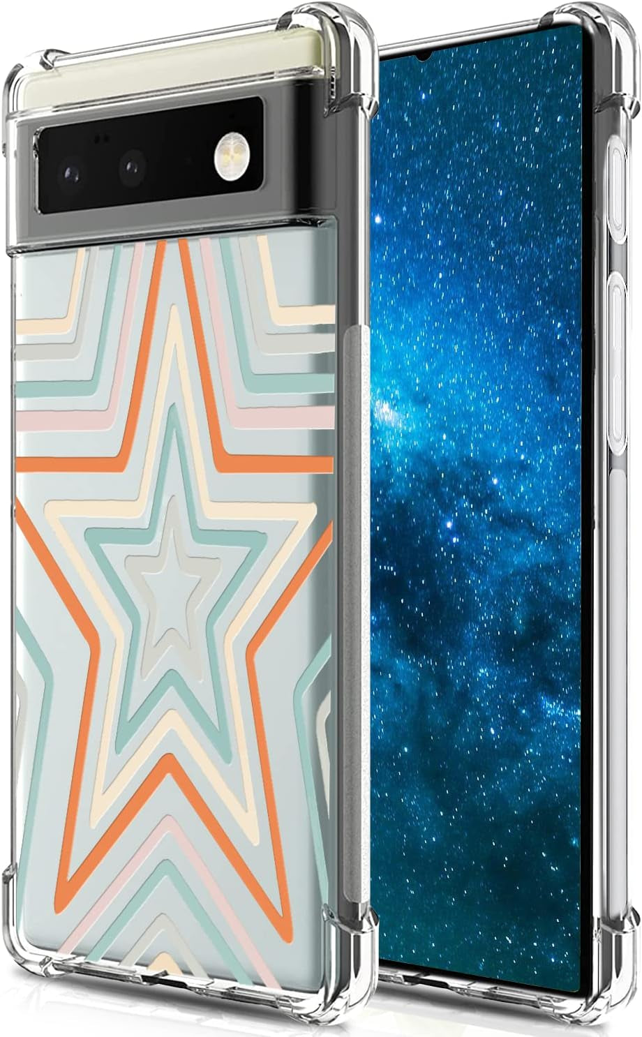 BEIMEITU for Google Pixel 6 Clear Case Kids Cute Cat Colored, Women Girls Kids Cartoon Cat Pattern Lovely Case Cover, Shockproof Protect Girly Phone Case for Google Pixel 6 6.4"  BEIMEITU Stars For Pixel 6 Pro 