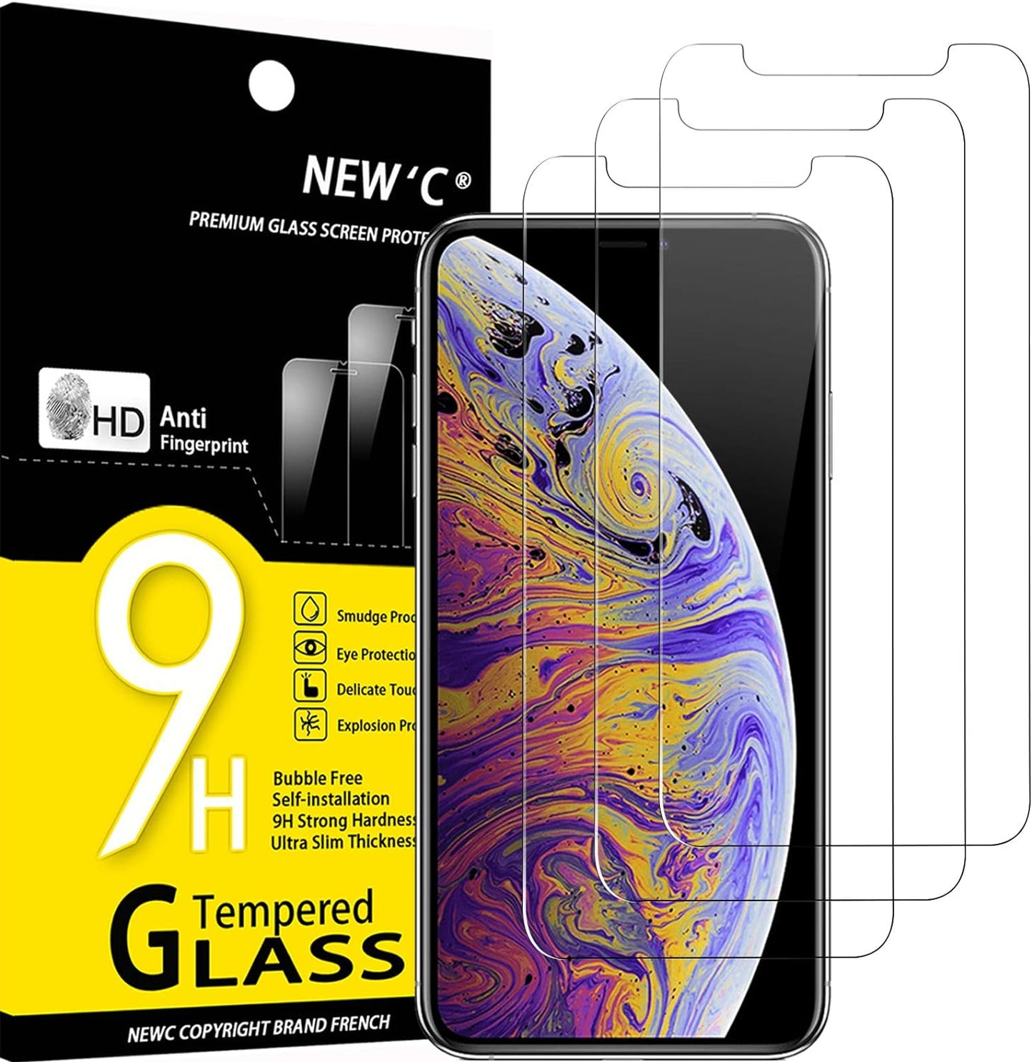 NEW'C [3 Pack] Designed for Iphone 11 Pro Max, Iphone XS Max (6.5") Screen Protector Tempered Glass, Case Friendly Ultra Resistant  NEW'C   