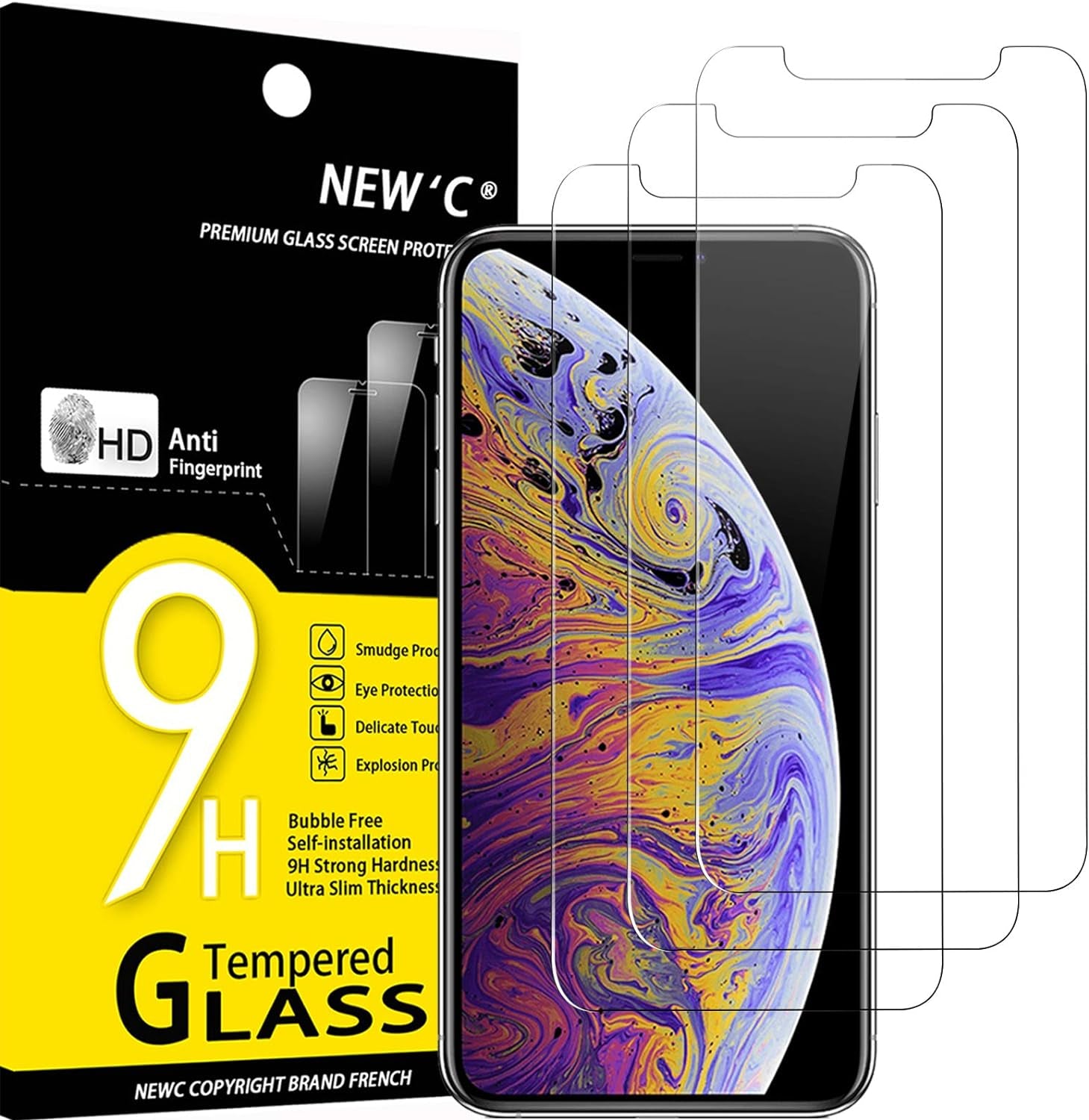 NEW'C [3 Pack] Designed for Iphone 11 Pro Max, Iphone XS Max (6.5") Screen Protector Tempered Glass, Case Friendly Ultra Resistant  NEW'C   