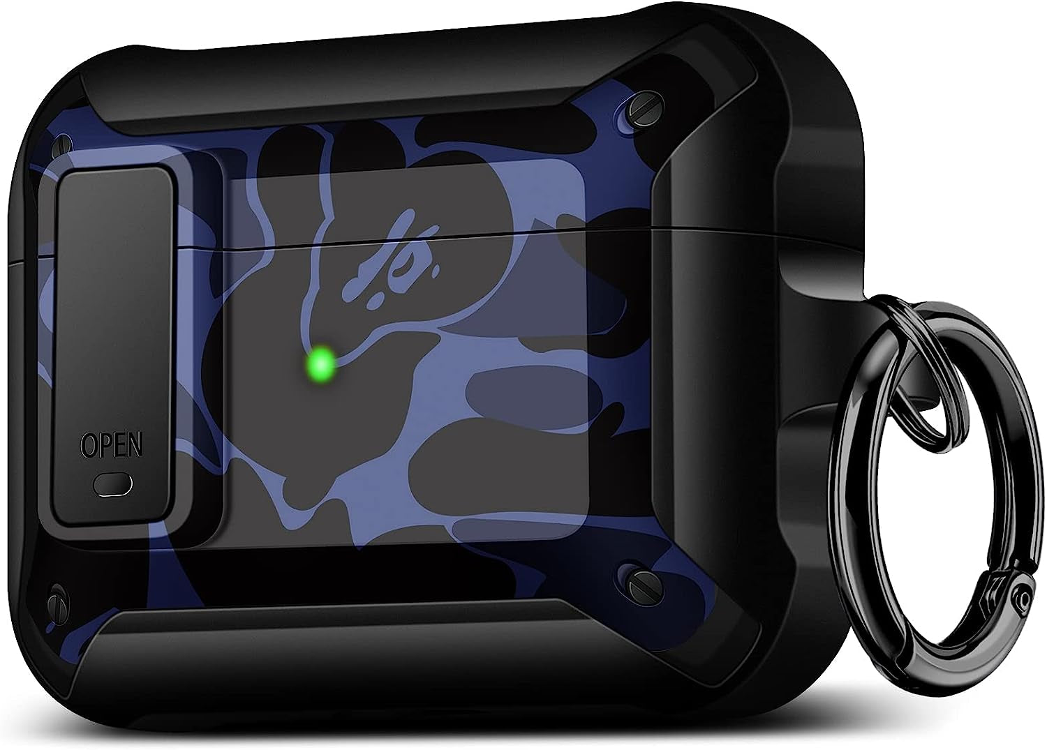 Youtec for Airpods Pro Case Cover for Men with Lock, Military Armor Series Full-Body Airpod Pro Case with Keychain Cool Air Pod Pro Shockproof Protective Case for Airpods Pro 2019,Black  Youtec Blue black  