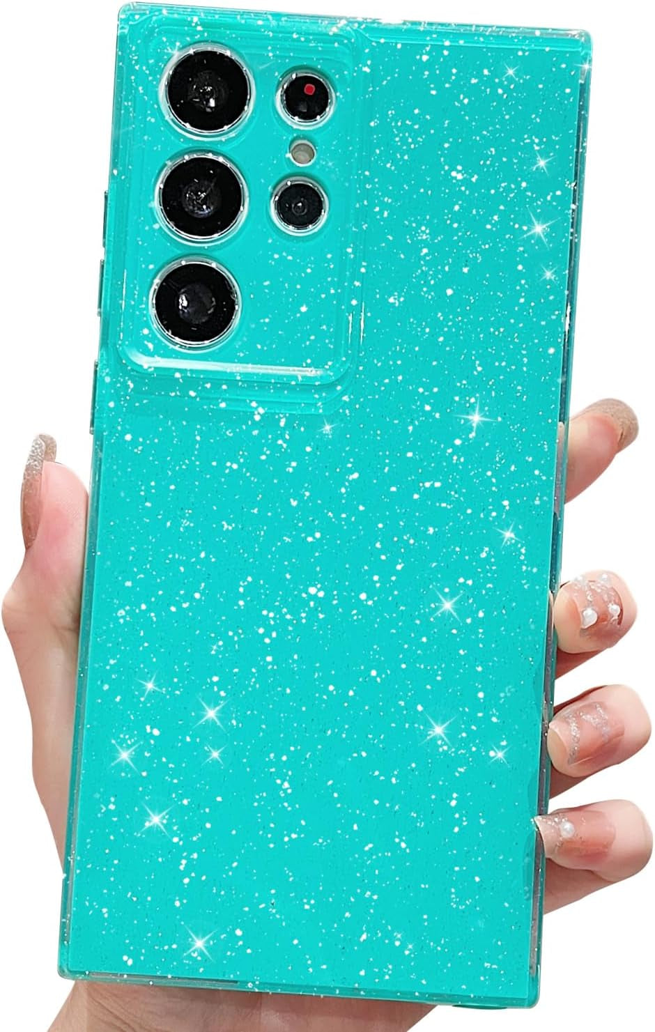 MINSCOSE Compatible with Samsung Galaxy S22 5G Case,Cute Neon Bright Color,Glitter Bling Thin Slim Shockproof Silicone Sparkly Cover for Women Girl for Galaxy S22 6.1 Inch-Mint Green  MINSCOSE Mint Green S22 Ultra 