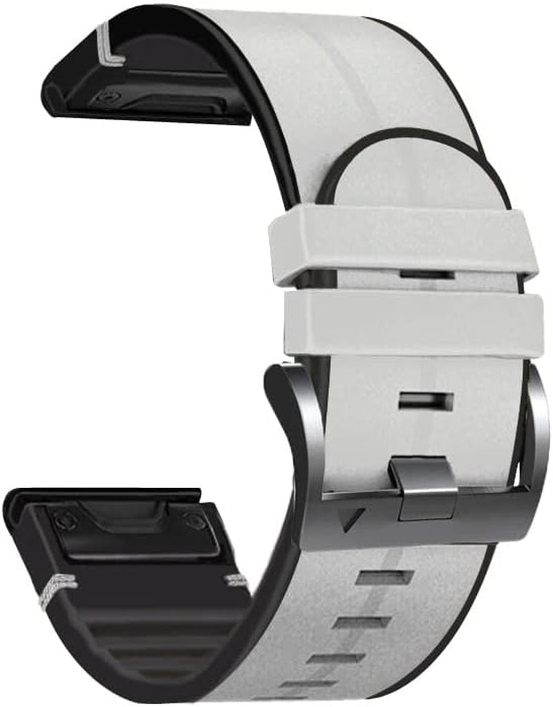 VBWVA 22 26Mm Silicone Leather Watch Band for Garmin Fenix 6X 6 Pro 5X 5 plus 7X 7 3 3HR 945 Straps Smart Watch Wristbands Replacement  VBWVA E 26mm Width 