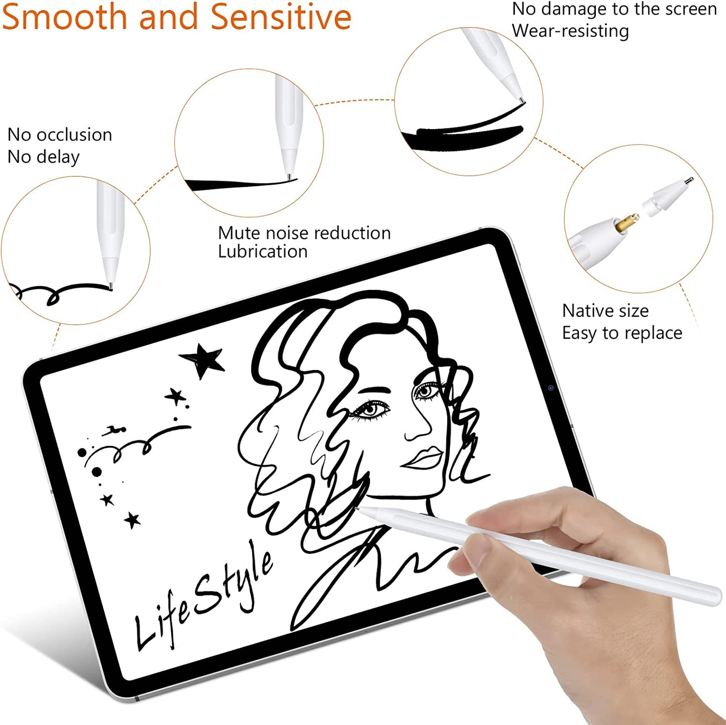 5-Pack Replacement Pencil Tips + 5-Pack Replacement Metal Needle Pencil Stylus Tip for Apple Ipad Pencil 1St Gen & 2Nd Gen with 4 Pencil Tip Cover  Shenzhen QiXiang Glass Lens Limited Company   