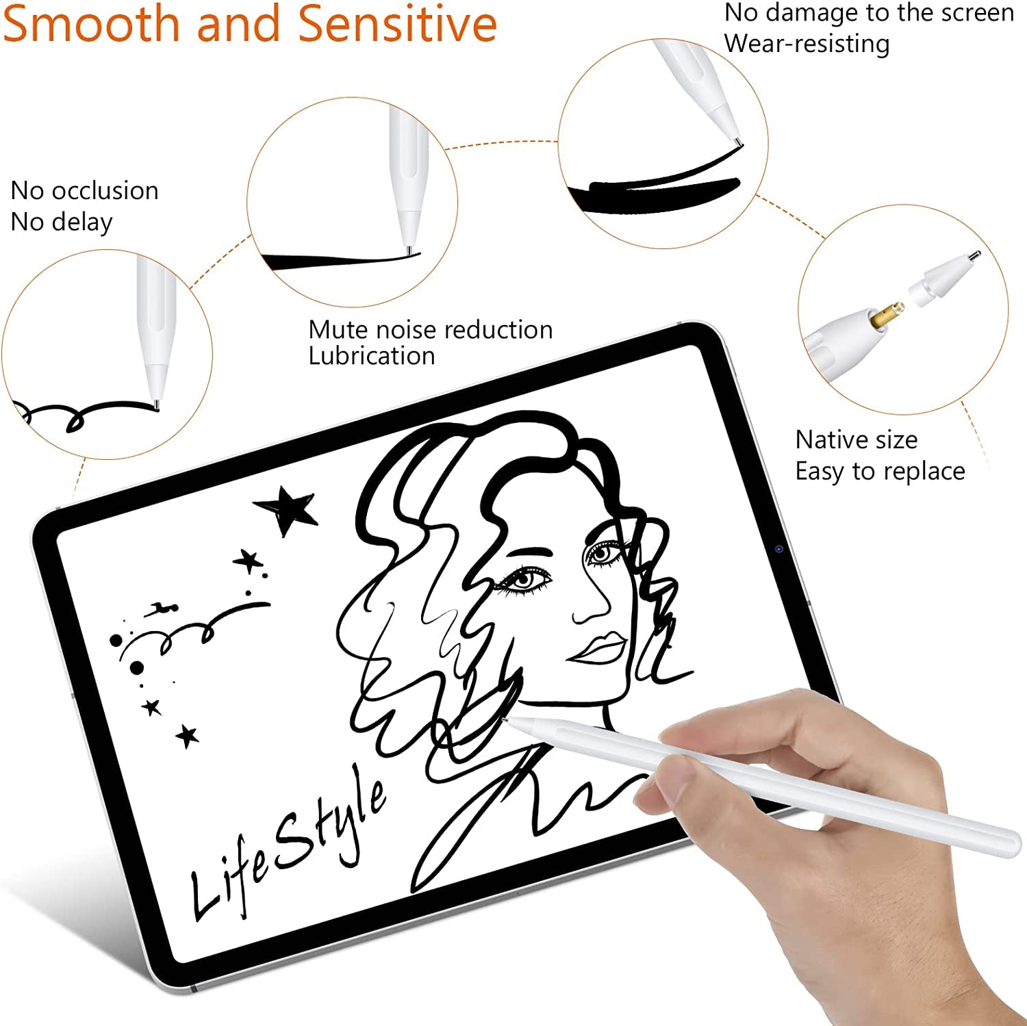 5-Pack Replacement Pencil Tips + 5-Pack Replacement Metal Needle Pencil Stylus Tip for Apple Ipad Pencil 1St Gen & 2Nd Gen with 4 Pencil Tip Cover  Shenzhen QiXiang Glass Lens Limited Company   