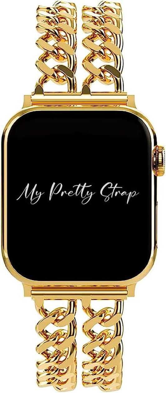 My Pretty Strap Double Chain Band Compatible with Apple WATCH SE Series 8 7 6 5 4 3 2 1, 38/40/41Mm or 42/44/45/49Mm for Women  My Pretty Strap   