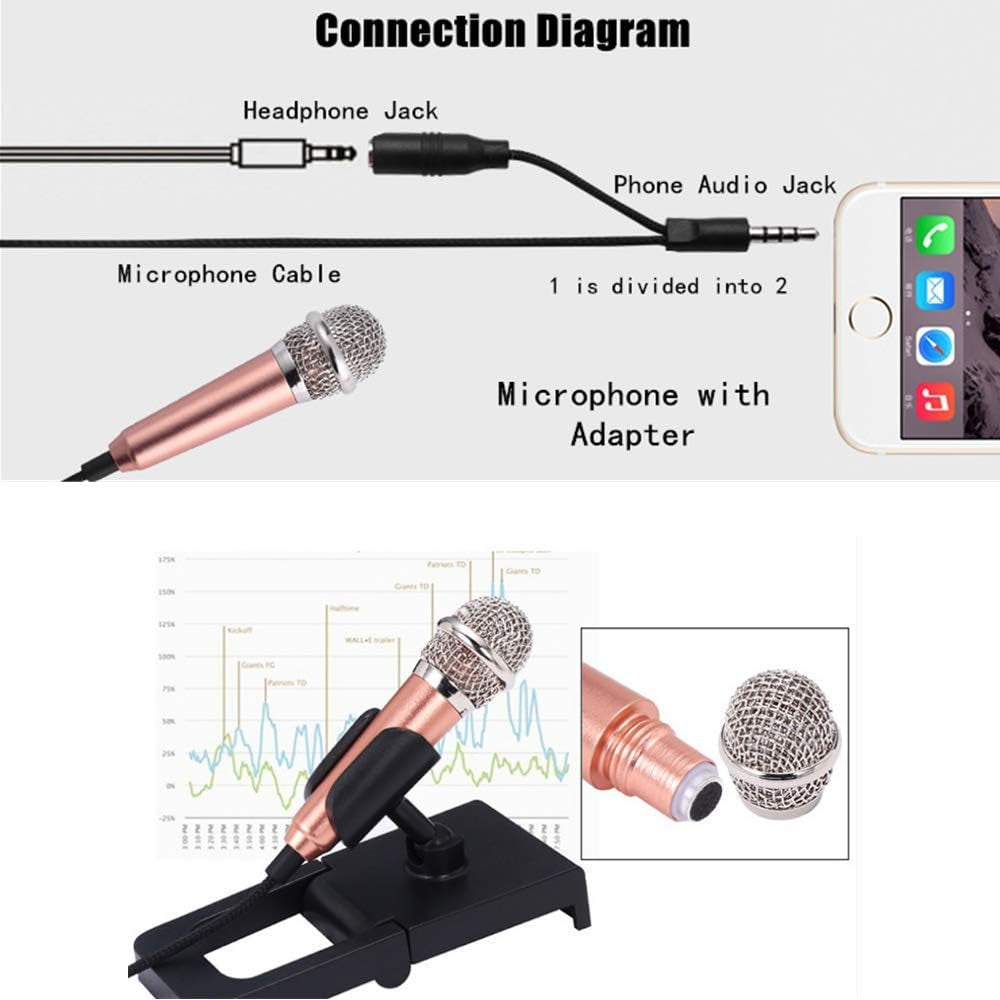 Mini Microphone, Mini Mic, for Recording/Chatting and Singing, for Mobile Phone/Laptop/Ipad（Rose Gold）  N / A   