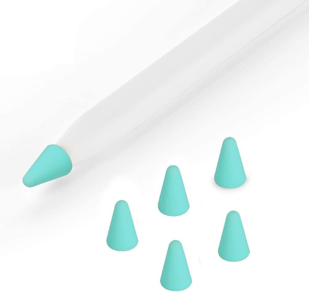 ZALU Silicone Nibs Cover Writing Protection for Ipad Pencil Compatible with Apple Pencil Tips (2Nd Gen) (Pink+Mint Green+White+Yellow+Matcha Green)  ZALU Mint Green  