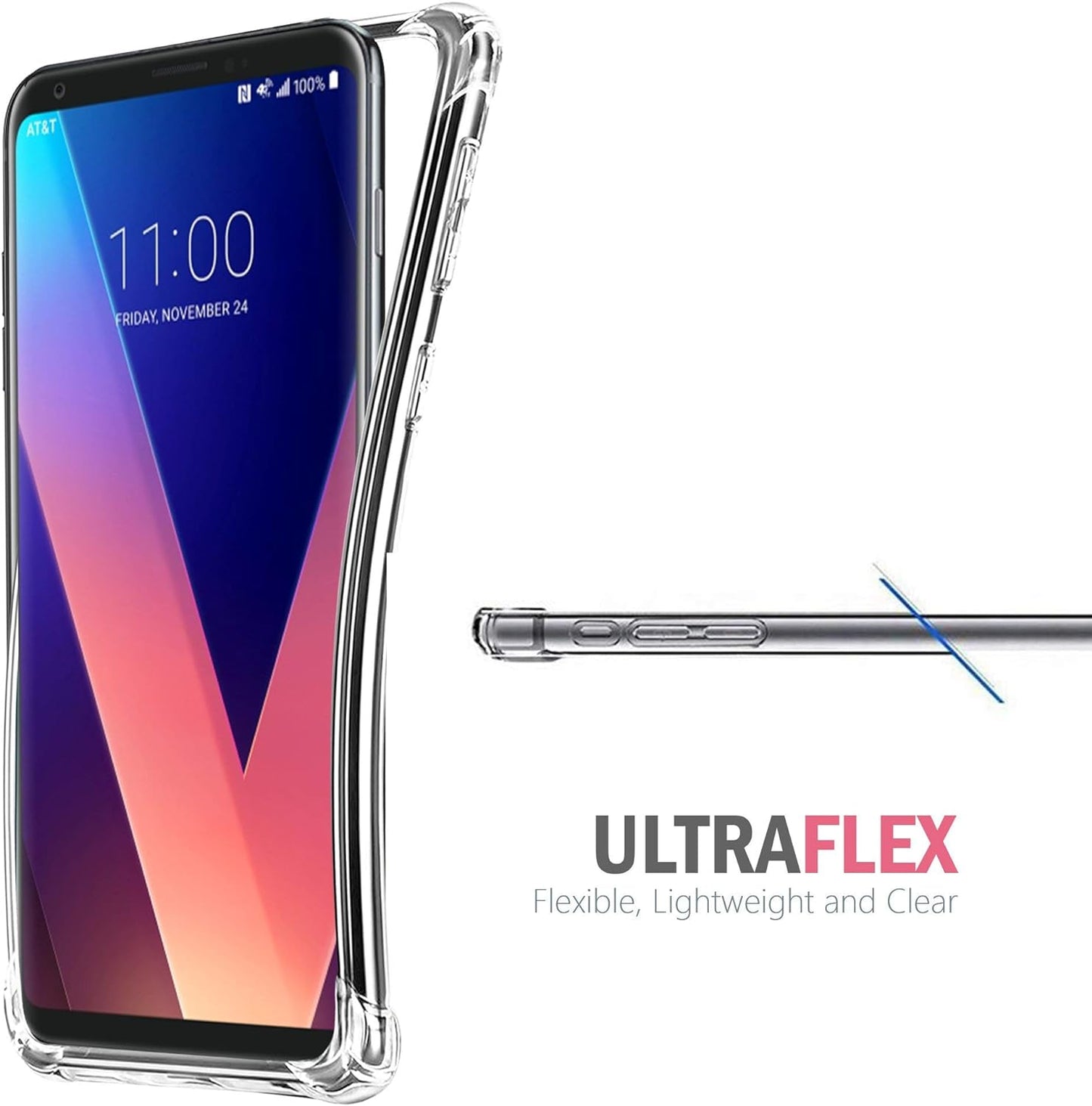 Casesondeck Crystal Case Compatible with [LG V30S Thinq and LG V30] Thin Slim Anti-Slip Grip Case with Bumper Edges Hard Back (Flamingo Cactus)  CasesonDeck   