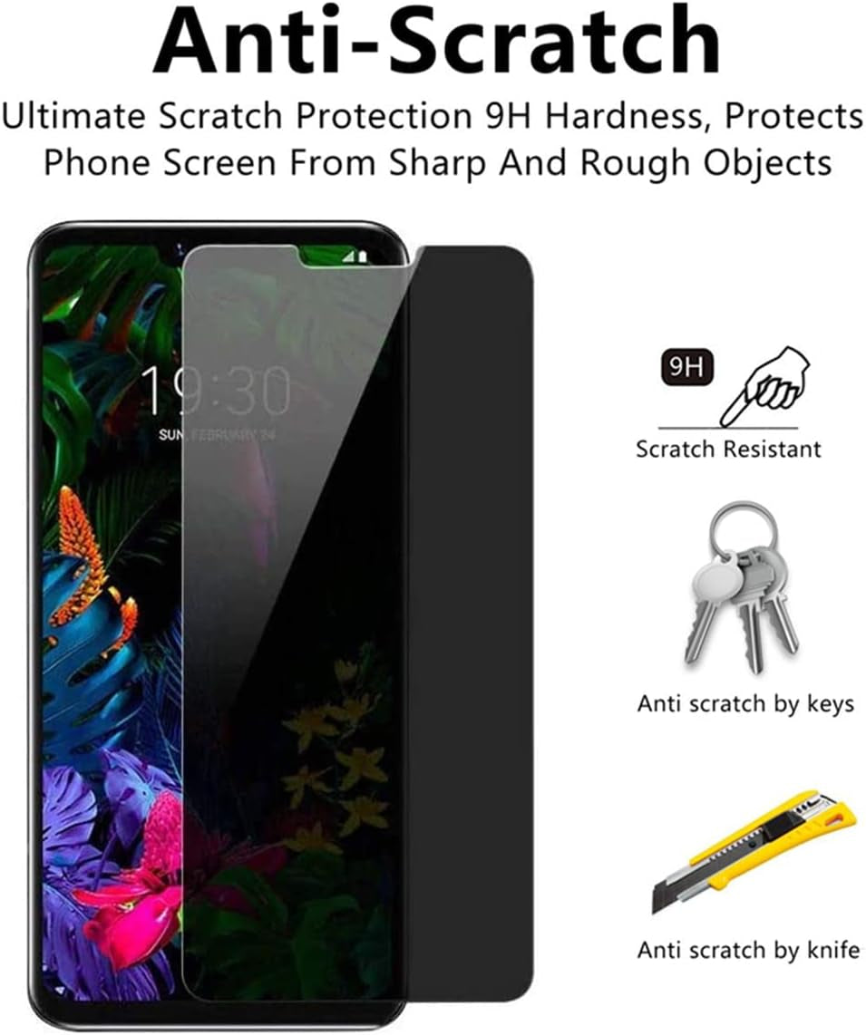 VIESUP for LG G8 Thinq Privacy Glass Screen Protector – [2 Pack] Anti-Spy Privacy Tempered Glass Screen Protector for LG G8 THINQ LM-G820 2019 [No-Bubble] [Anti-Scratch] [Case Friendly] [Anti-Spy]  VIESUP   