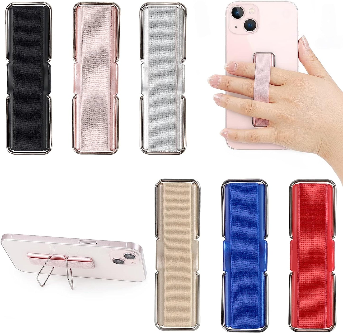 Phone Strap, CISID 4 Pcs Phone Finger Holder Back of Phone Grip with Stand Suitable for Iphone Samsung and Most Smartphones(Black Black Silver Rose Gold 4PCS)  GZ LW Shanshui PIJU Black,Silver,Rose Gold,Gold,Blue,Red  