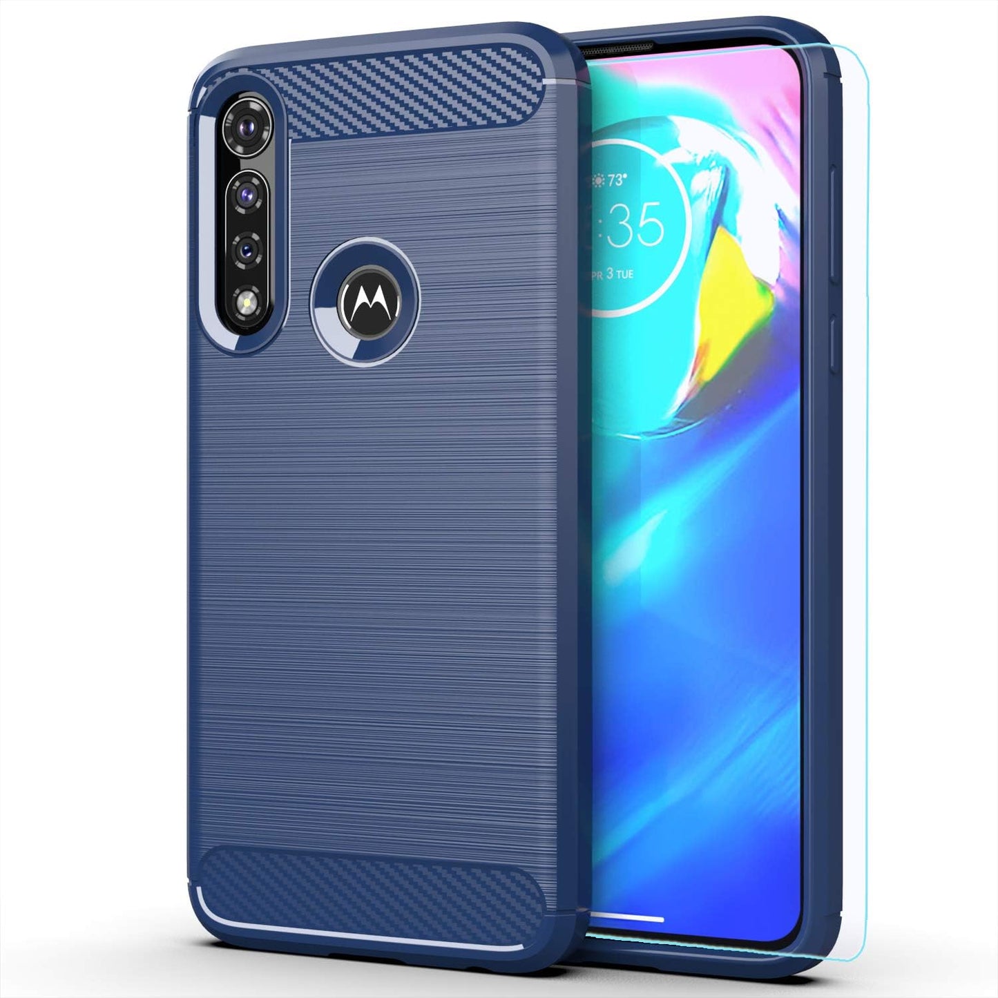 M MAIKEZI for Moto G Power 2020 Case, Motorola G Power Case 2020 with HD Screen Protector, Soft TPU Slim Fashion Non-Slip Protective Phone Case Cover for Motorola Moto G Power 2020 (Black Brushed TPU)  JINZHI Inc Moto G Power Navy Blue Brushed Tpu Case  