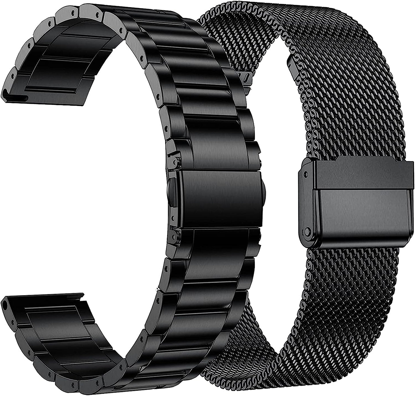 Eanwireless Compatible with Garmin Vivoactive 4 45Mm/Venu 2 45Mm Replacement 22Mm Strap Band, Milanese and Stainless Steel Metal Strap for Forerunner 745/265/255/255 Music 46Mm,Black+Black  EANWireless   