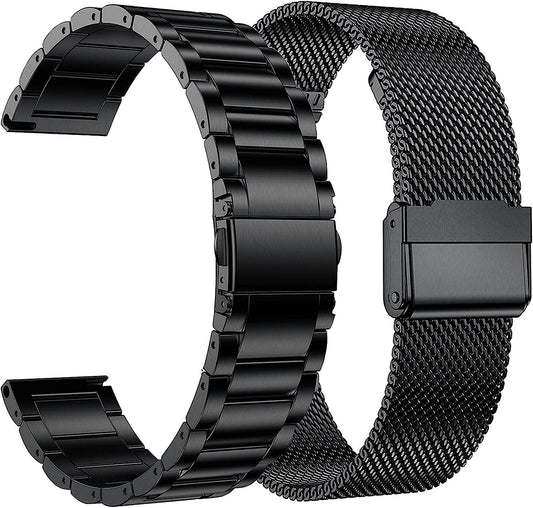 Eanwireless Compatible with Garmin Vivoactive 4 45Mm/Venu 2 45Mm Replacement 22Mm Strap Band, Milanese and Stainless Steel Metal Strap for Forerunner 745/265/255/255 Music 46Mm,Black+Black  EANWireless   