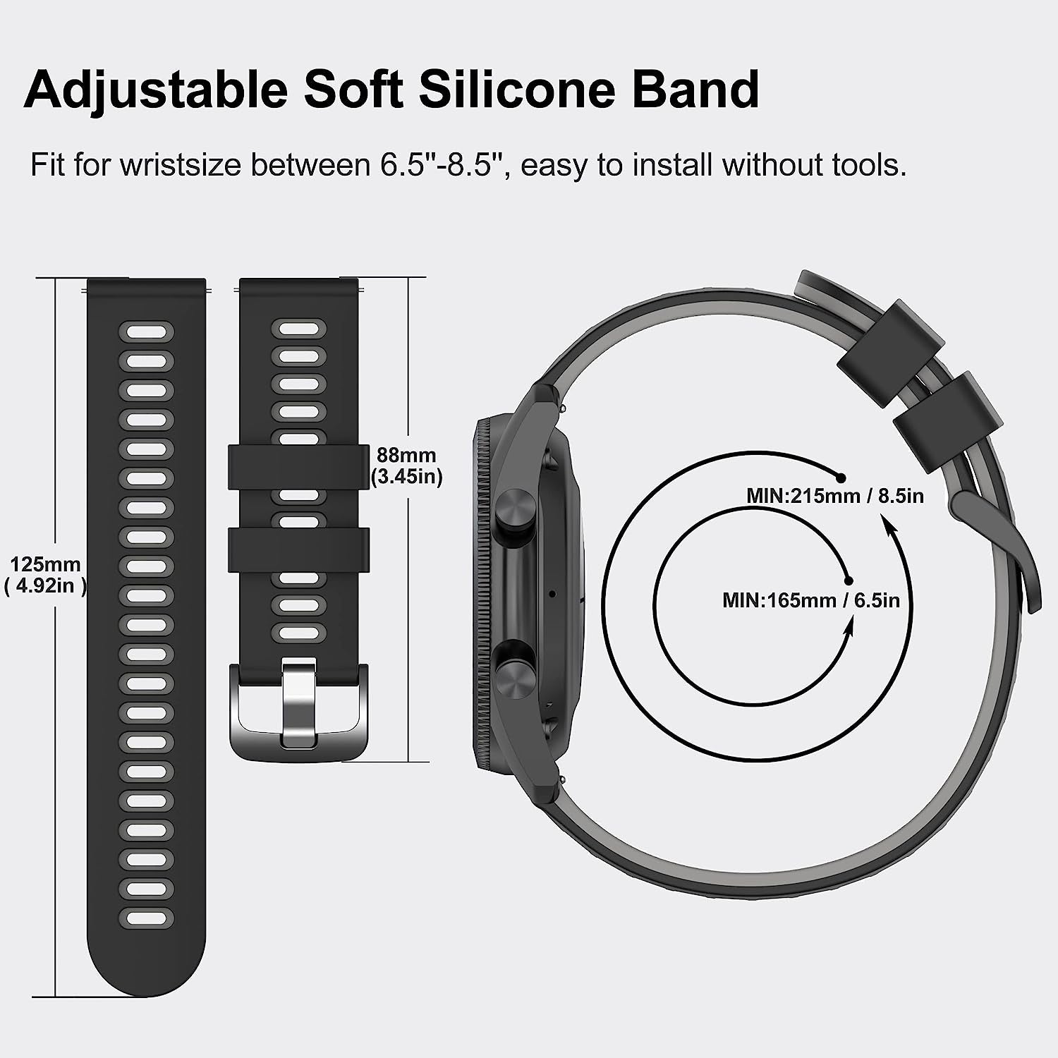 22Mm Galaxy Watch 3 45Mm Band,Soft Silicone Galaxy Watch 46Mm Bands Compatible for Samsung Gear S3 Frontier & Classic/Garmin Venu 2/Forerunner 255/ Forerunner 745/Vivoactive 4 Wristband for Men Women  EZMVZKU   