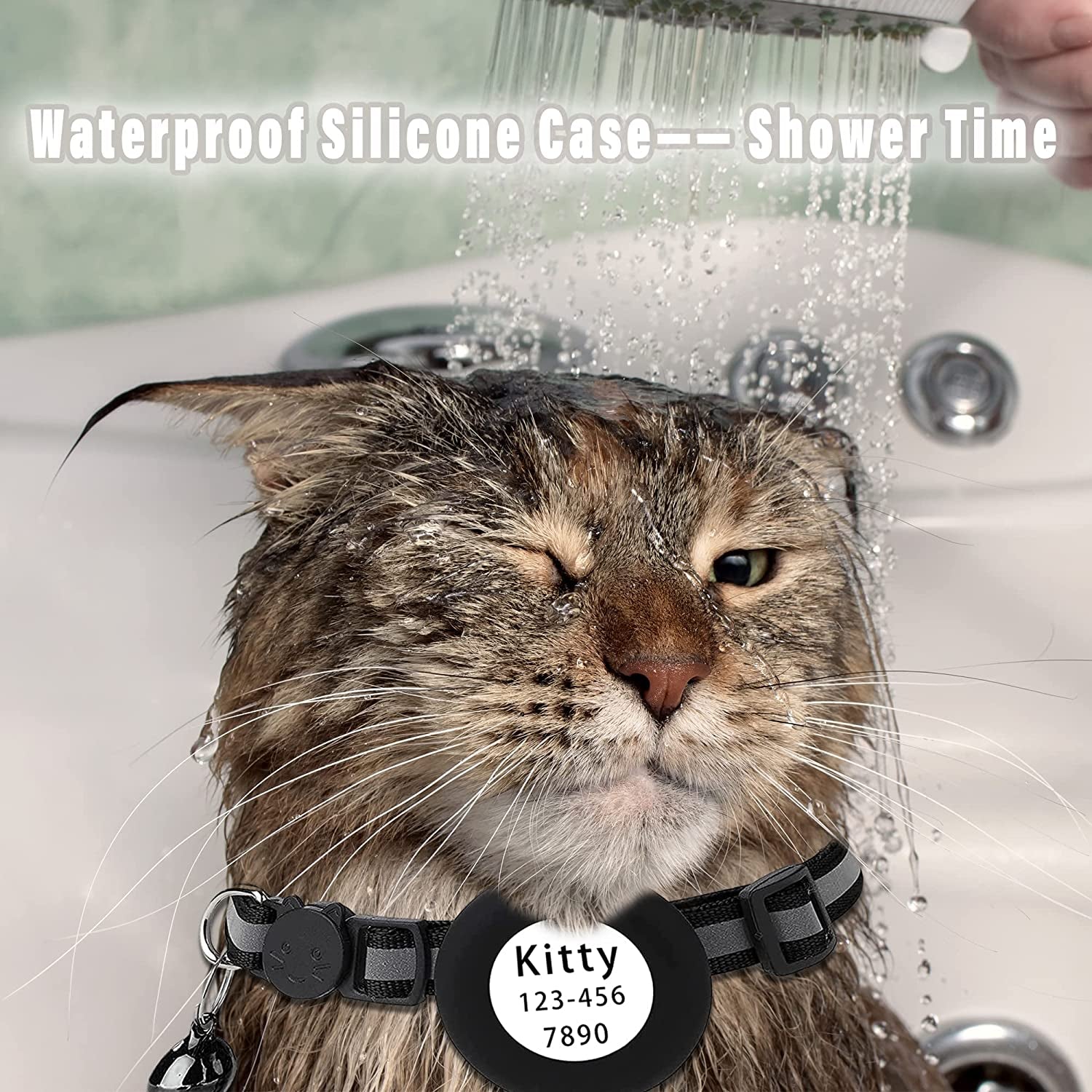 Airtag Cat Collar with Apple Airtag Holder, Safety Buckle, Bell in 3/8 Inch Reflective Lightweight Collar, DIY Pet ID with TPU Airtag Protector on Cute Air Tag Cat Collar Breakaway  DEALDONE DIRECT   