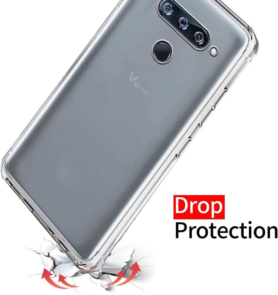 For LG V40 Thinq Case Clear,Ultra Slim LG V40 Phone Case Flexible Silicone TPU Scratch Resistant Rubber Gel Soft Skin Shockproof Highly Transparent Protective Cases Cover for LG V40 (Crystal Clear)  DONGDEAR   