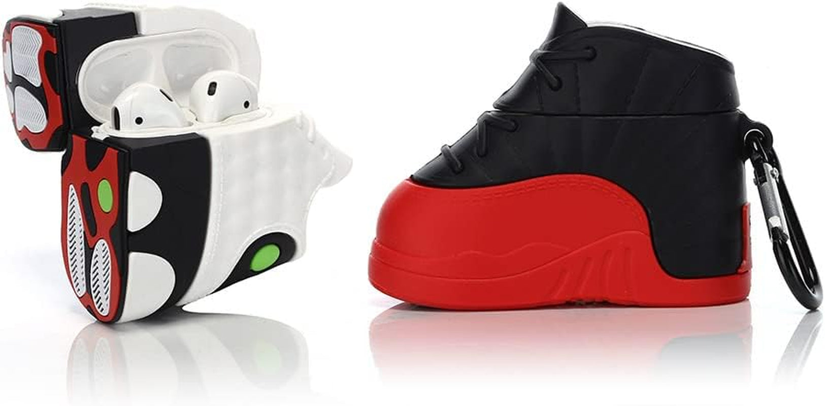 (2 Pack) BGAANM Cute Airpods 1/2 Case Silicone Cover with Keychain, Cartoon Skin Design Headphones Charging Case Protective Cover Accessories Kits Compatible for Airpods 1 and 2  BGAANM Black+White  