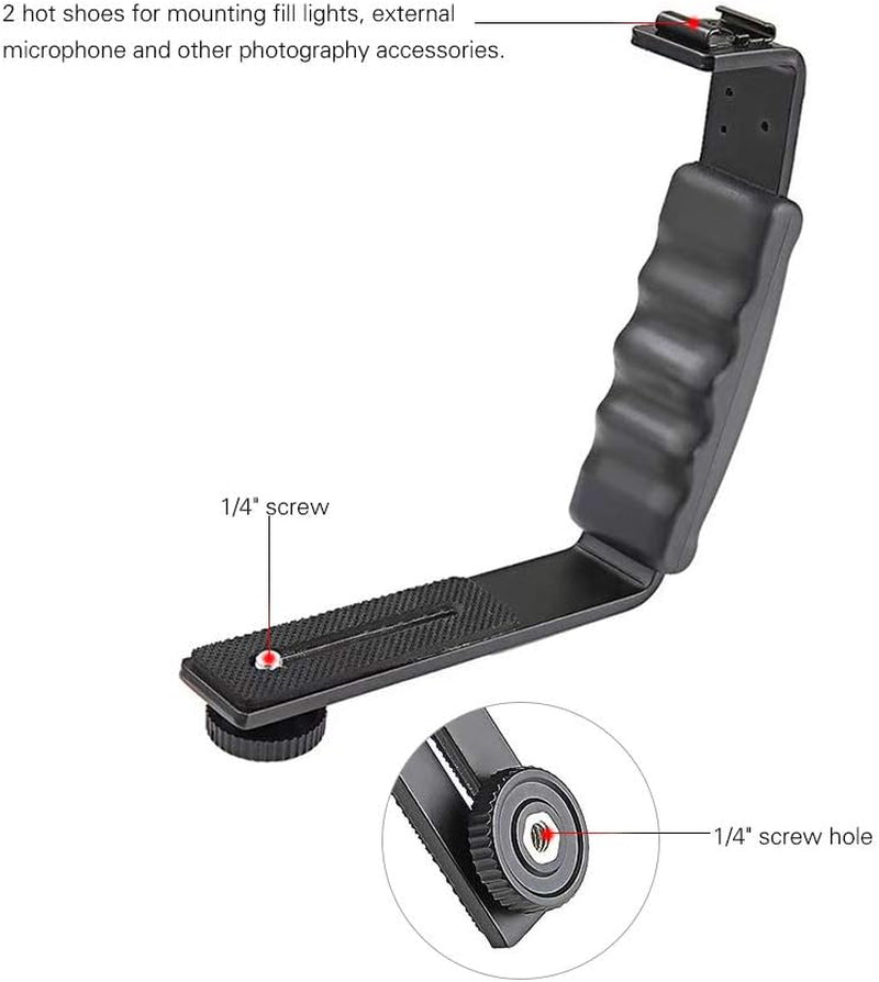 XIXIAN Handheld L-Shaped Gimbal Expansion Bracket Holder with 2 Hot Shoe Mounts Accessory Replacement for Mobile Smooth 4 Gimbal Stabilizer for Microphone Video Light  XIXIAN   