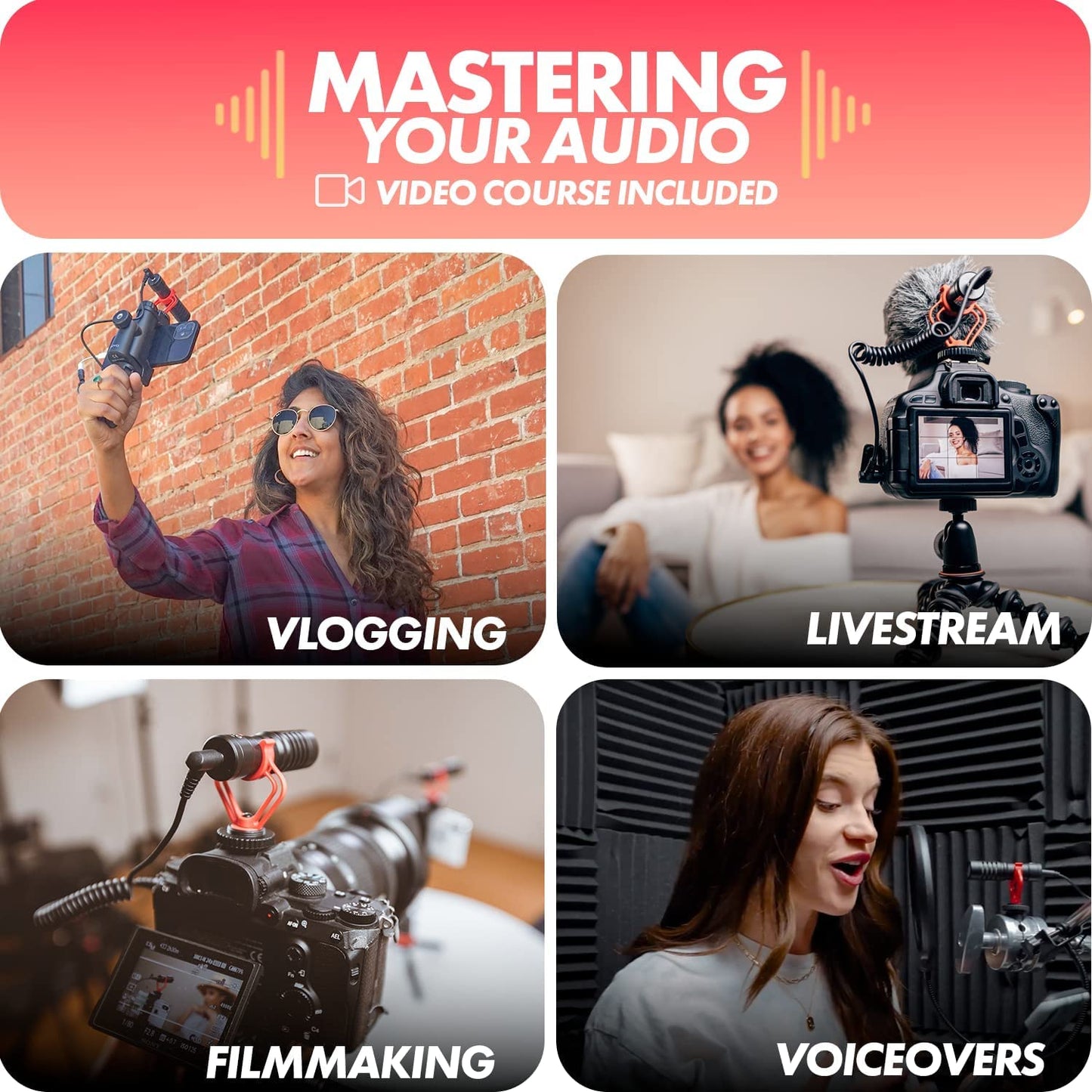 Movo VXR10 Universal Video Microphone with Shock Mount, Deadcat Windscreen, Case for Iphone, Android Smartphones, Canon EOS, Nikon DSLR Cameras and Camcorders - Perfect Camera Microphone, Shotgun Mic  Movo   