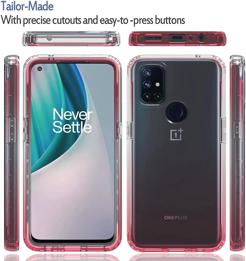 Bohefo Clear Case Compatible with Oneplus Nord N10 5G, Oneplus N10 Case for Girls Women, Cute Crystal TPU Bumper Shockproof Protective Phone Case Cover for Oneplus Nord N10 5G (Red)  Bohefo   