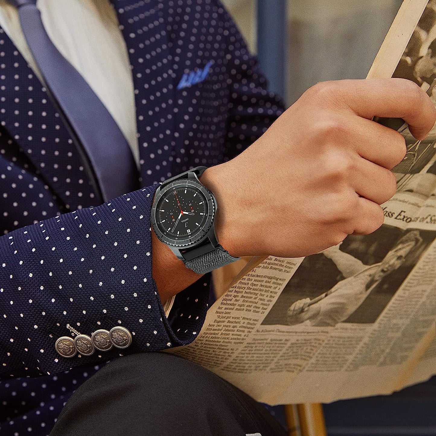 22Mm Bands Compatible with Samsung Galaxy Watch 3 45Mm Band/Galaxy Watch 46Mm/Gear S3 Frontier, Stretchy Adjustable Elastic Nylon Woven Sport Loop 22Mm Wristband for Men Women, 5 Packs  HPJK   