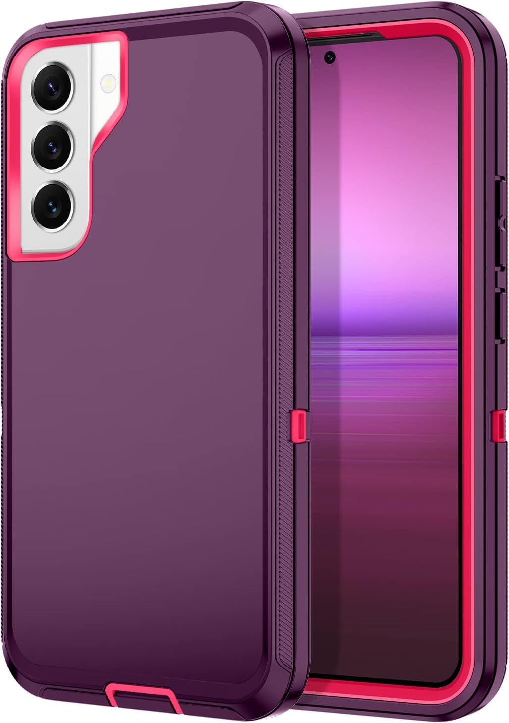 I-HONVA for Samsung Galaxy S22 plus Case, S22 plus Case Shockproof Dust/Drop Proof 3-Layer Full Body Protection [Without Screen Protector] Rugged Heavy Duty Durable Cover Case,Purple/Pink  I-HONVA Purple/Rose Red  